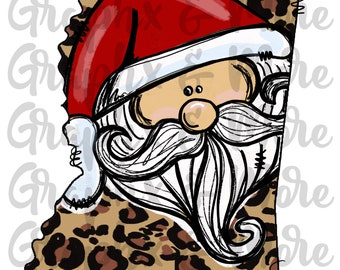 Mississippi Leopard Santa PNG | MS | 2 Variations | Sublimation Design | Hand Drawn