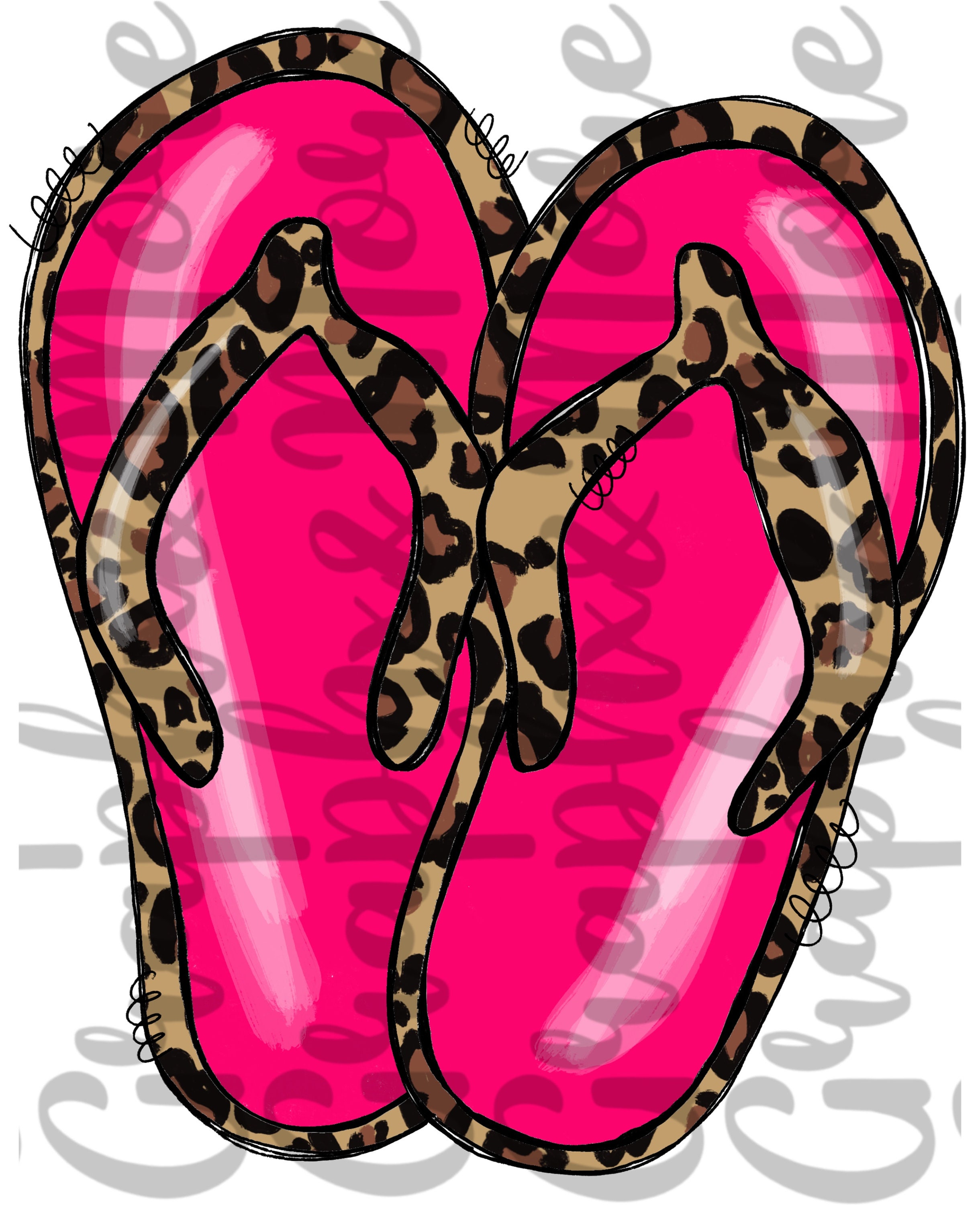 Pink and Leopard Flip Flops PNG | Hand Drawn | Sublimation Design - Etsy