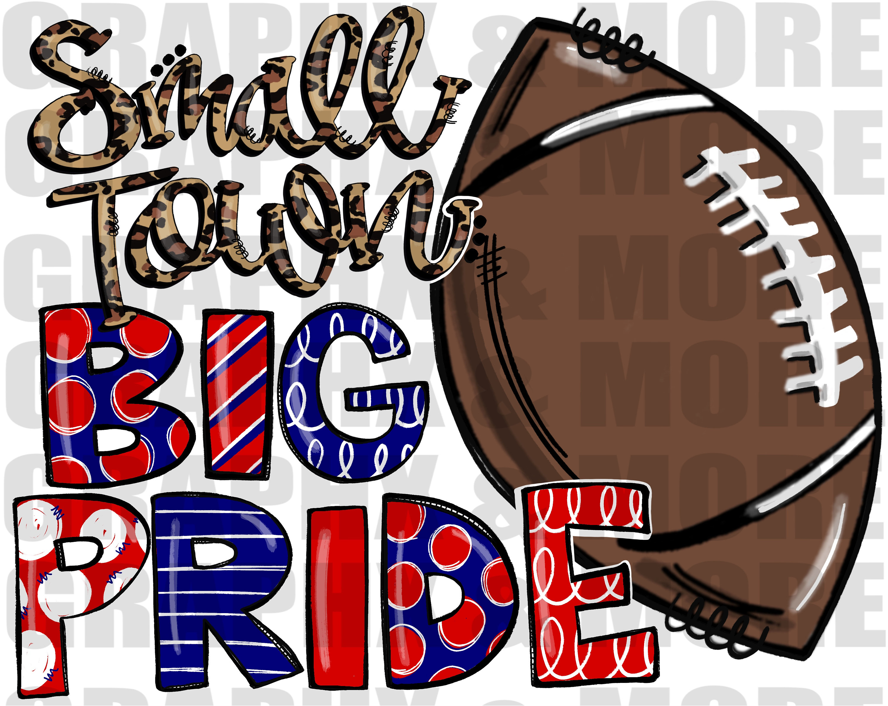Small Town Big Pride PNG Red &amp; Royal Hand Drawn - Etsy