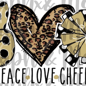 Peace. Love. Cheer PNG | Hand Drawn | Sublimation Design