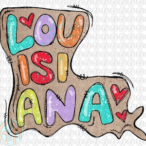 Louisiana Doodle PNG | LA | Sublimation Design | Hand Drawn | Clip Art