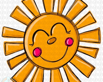 Happy Sun PNG | Hand Drawn | Sublimation Design