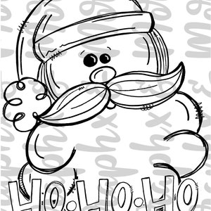 Single Color Ho Ho Ho Santa PNG | Sublimation Design | Hand Drawn