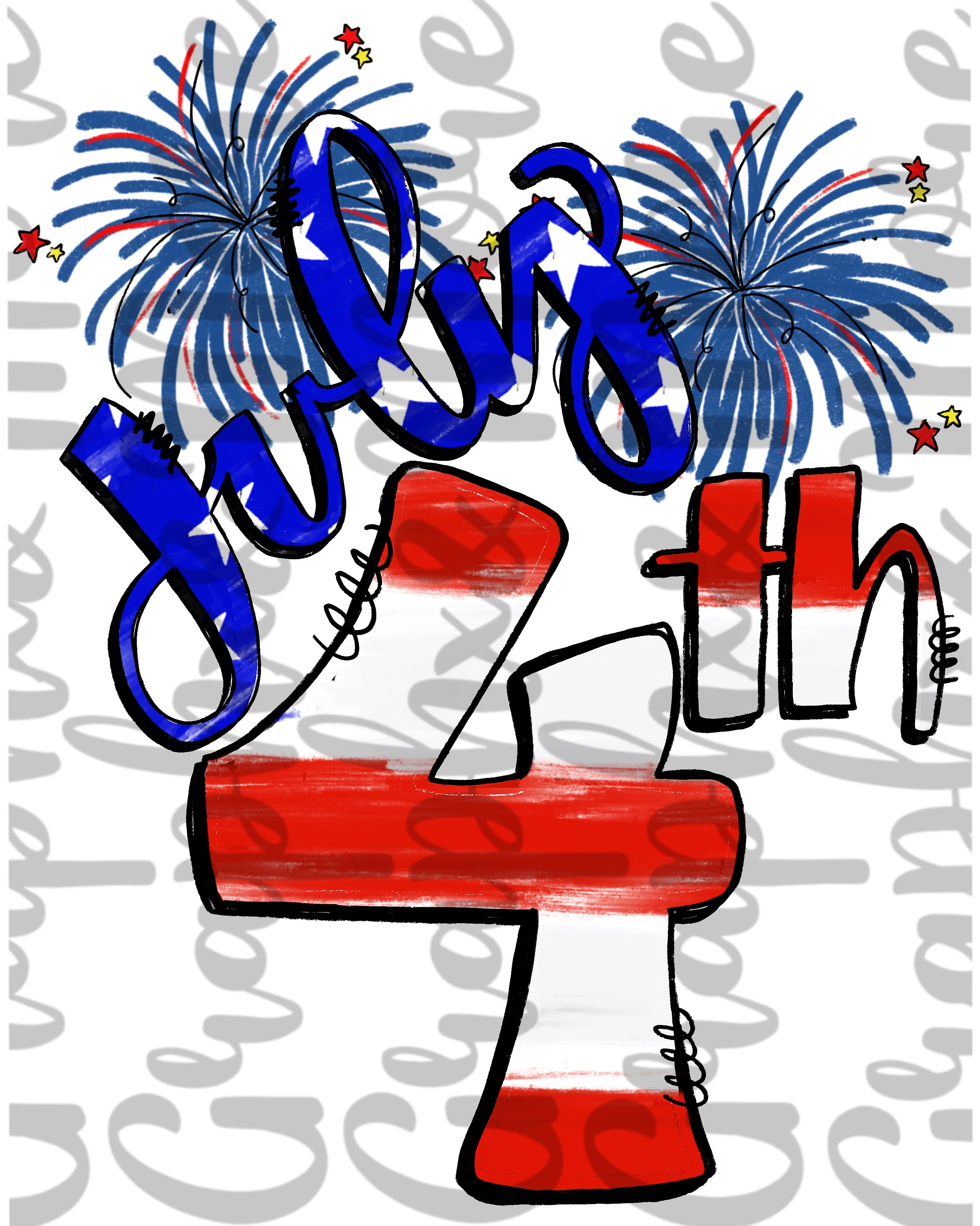 July 4th PNG | Hand Drawn | Sublimation Design
