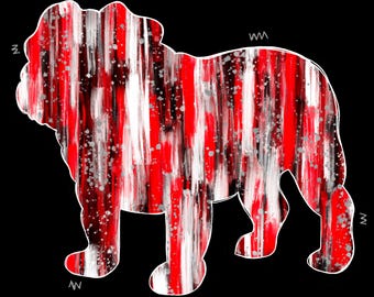 Red/Black Brushed Dog PNG | Hand Drawn | Sublimation Design