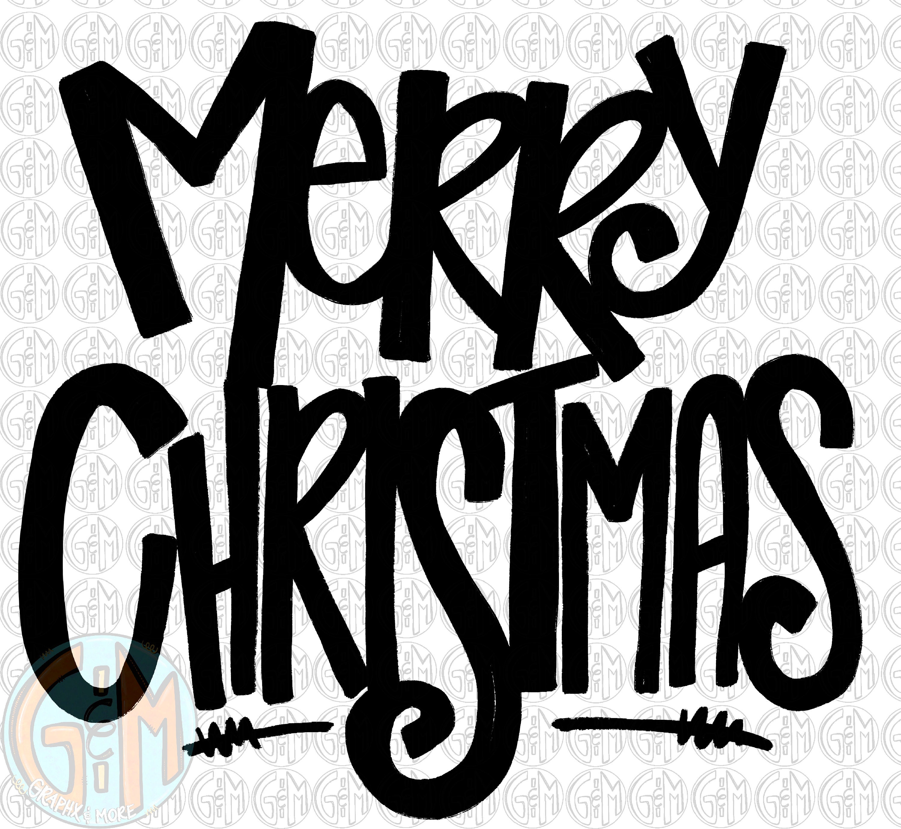 Single Color Merry Christmas PNG | Sublimation Design | Hand Drawn
