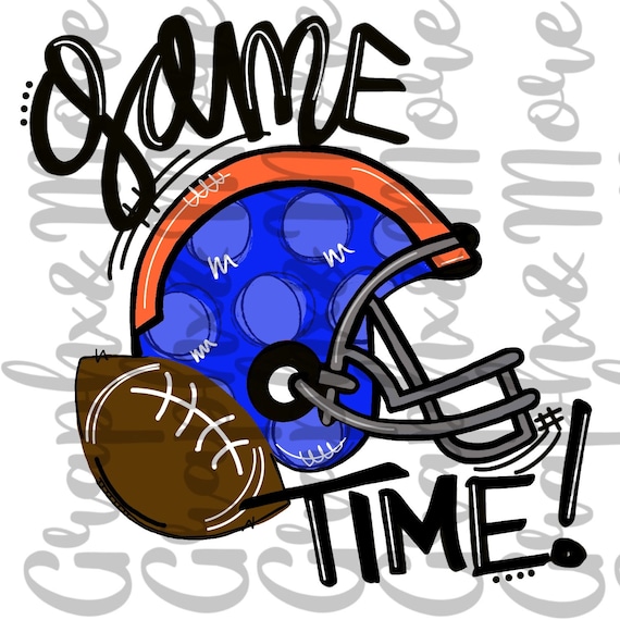blue orange football helmet Orange and Blue Football Helmet PNG | Hand Drawn