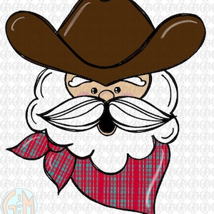 Cowboy Santa | PNG-| Sublimatie Design | Handgetekende | Illustraties