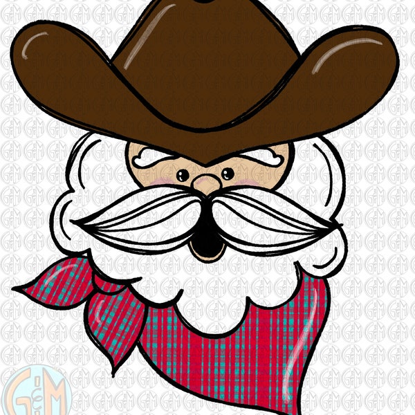 Cowboy Santa Clipart - Etsy
