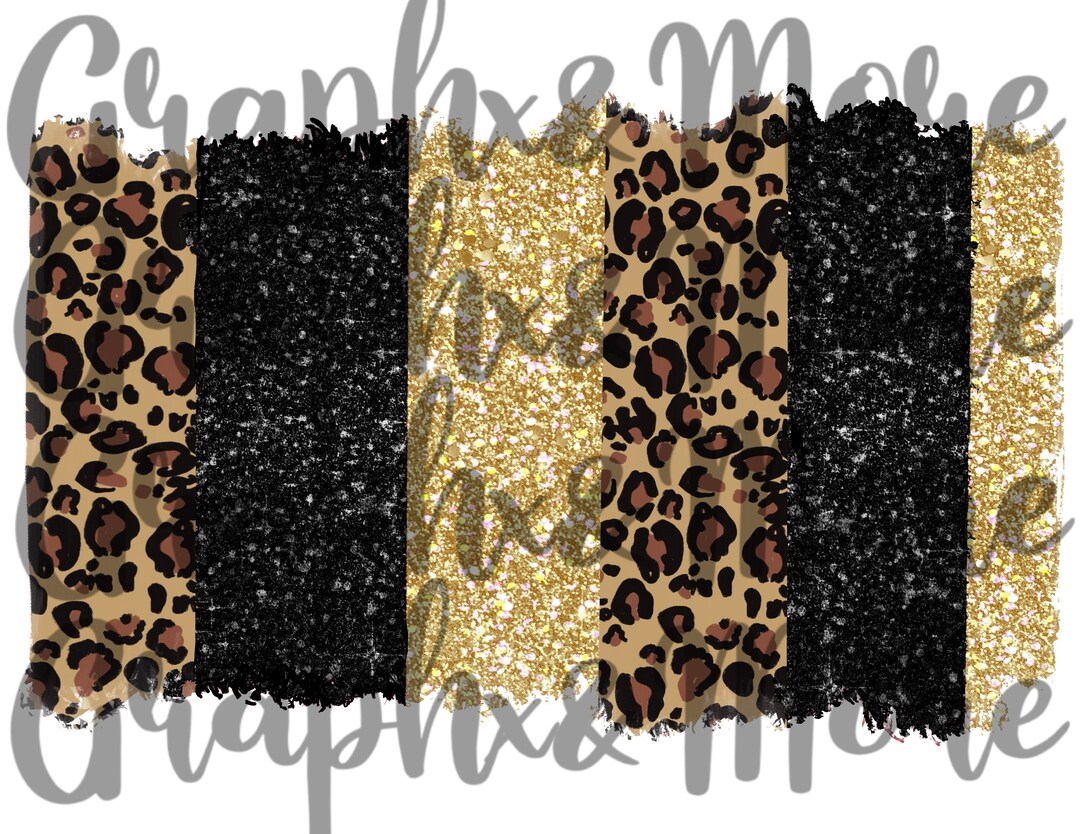 Black / Gold / Leopard Glitter Brush Strokes PNG | Hand Drawn - Etsy