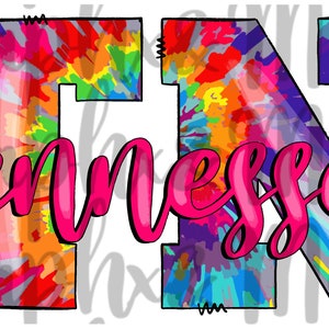 Tie Dye TN PNG | Tennessee | Sublimation Design | Hand Drawn