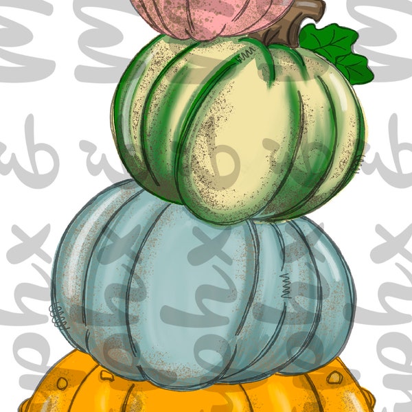 Pumpkin Stack PNG | Hand Drawn | Sublimation Design