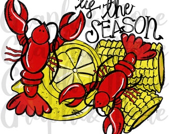 Tis The Season Crawfish PNG / Disegno a mano / Sublimazione Design