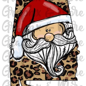 AL Leopard Santa PNG | Alabama | 2 Variations | Sublimation Design | Hand Drawn