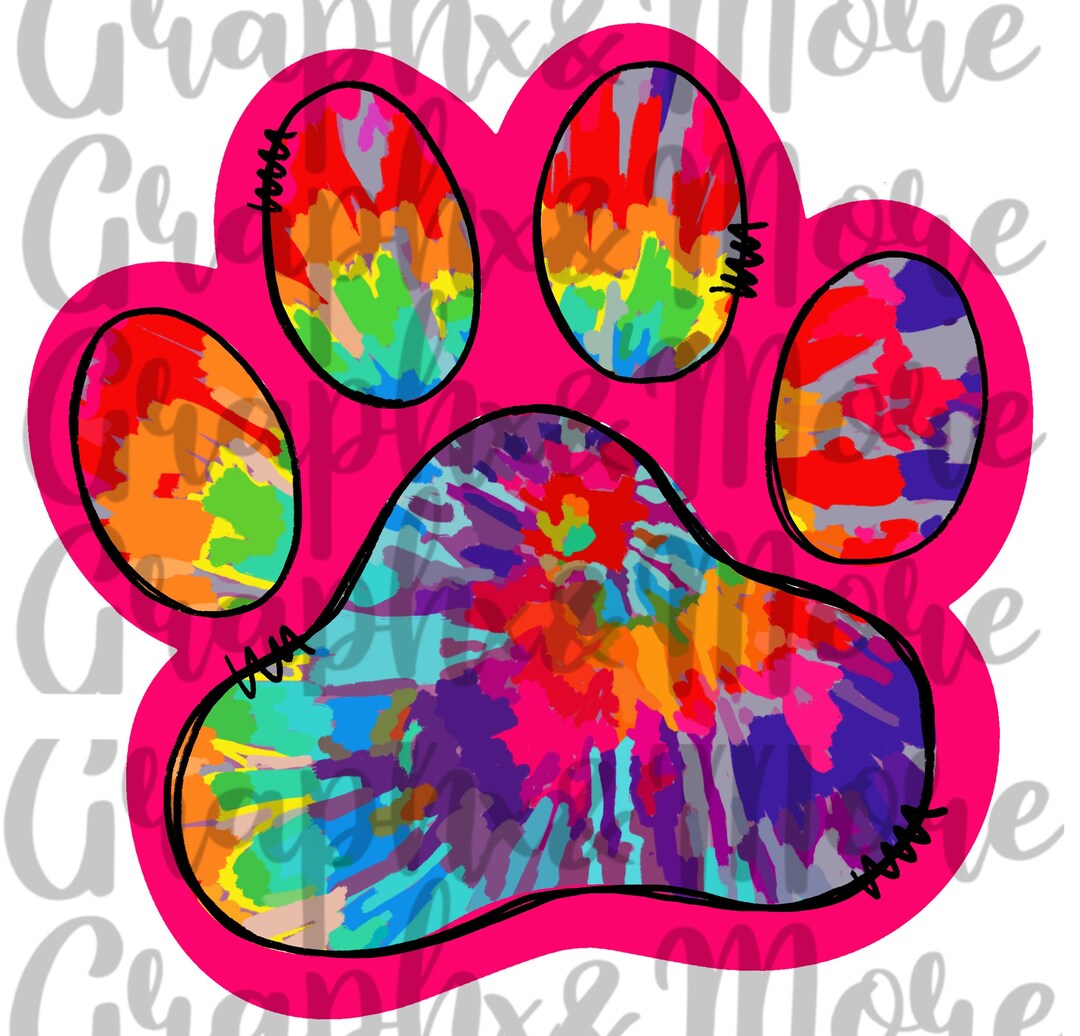 Tie Dye Paw Print PNG | Hand Drawn | Sublimation Design - Etsy