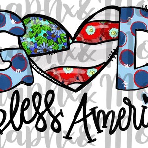 God Bless America PNG | Hand Drawn | Sublimation Design
