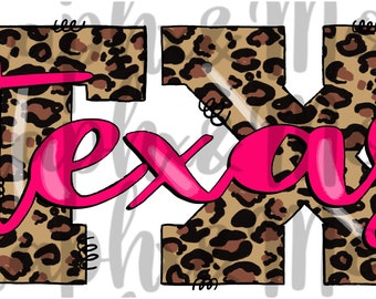 Leopard TX PNG | Hand Drawn | Sublimation Design