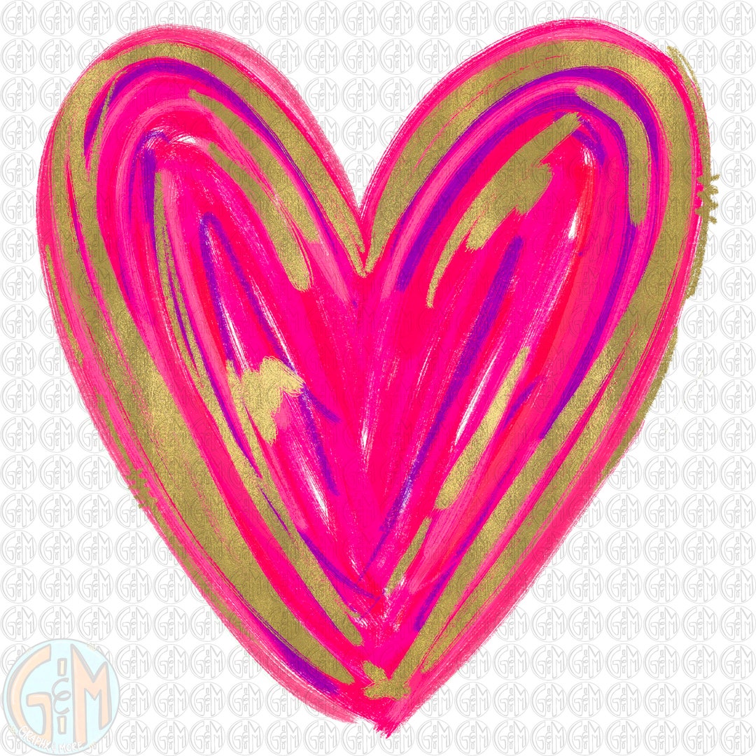 Hot Pink Foil Heart PNG | Hand Drawn | Sublimation Design - Etsy