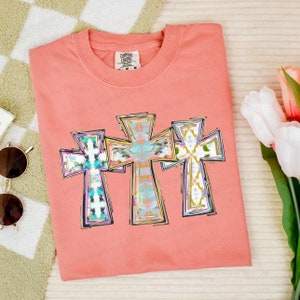 Soft Colors Cross Trio PNG Hand Drawn Sublimation Design image 2