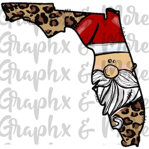 Leopard Santa FL PNG | Florida | Hand gezeichnet | Sublimationsdesign