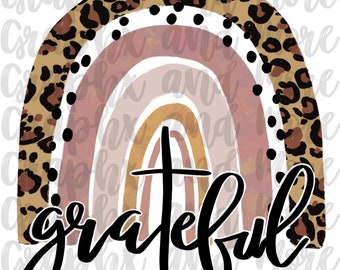 Grateful Rainbow PNG | Sublimation Design | Hand Drawn