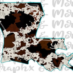 Cow Print LA PNG | Louisiana | Sublimation Design | Hand Drawn