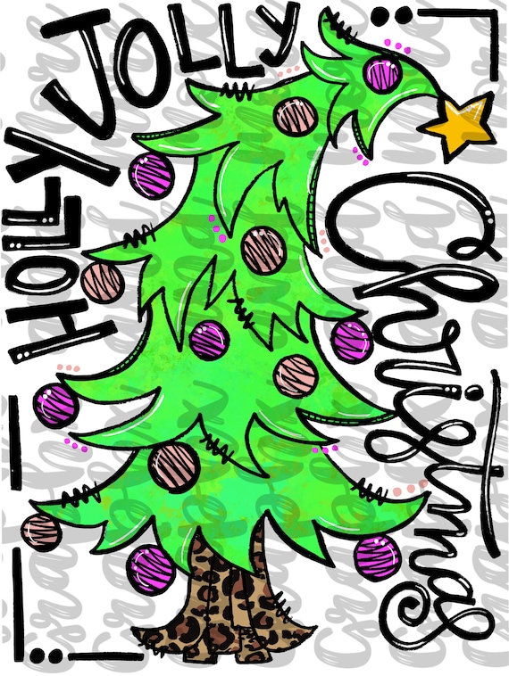 Holly Jolly Bright Colored Christmas PNG Printable Digital Download Clipart Sublimation Design