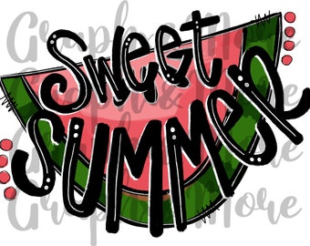 Vattenmelon söt sommar PNG | Handritad | Sublimeringsdesign