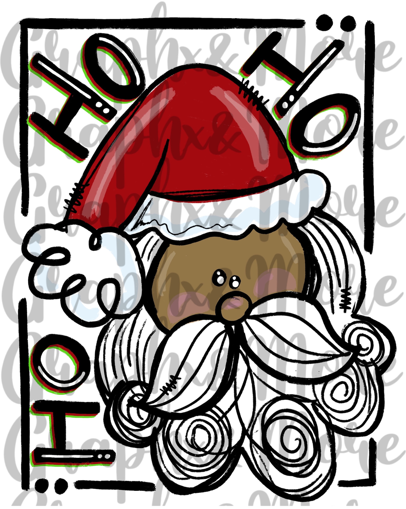 Ho Ho Ho Santa PNG 2 Variations Hand Drawn Sublimation - Etsy