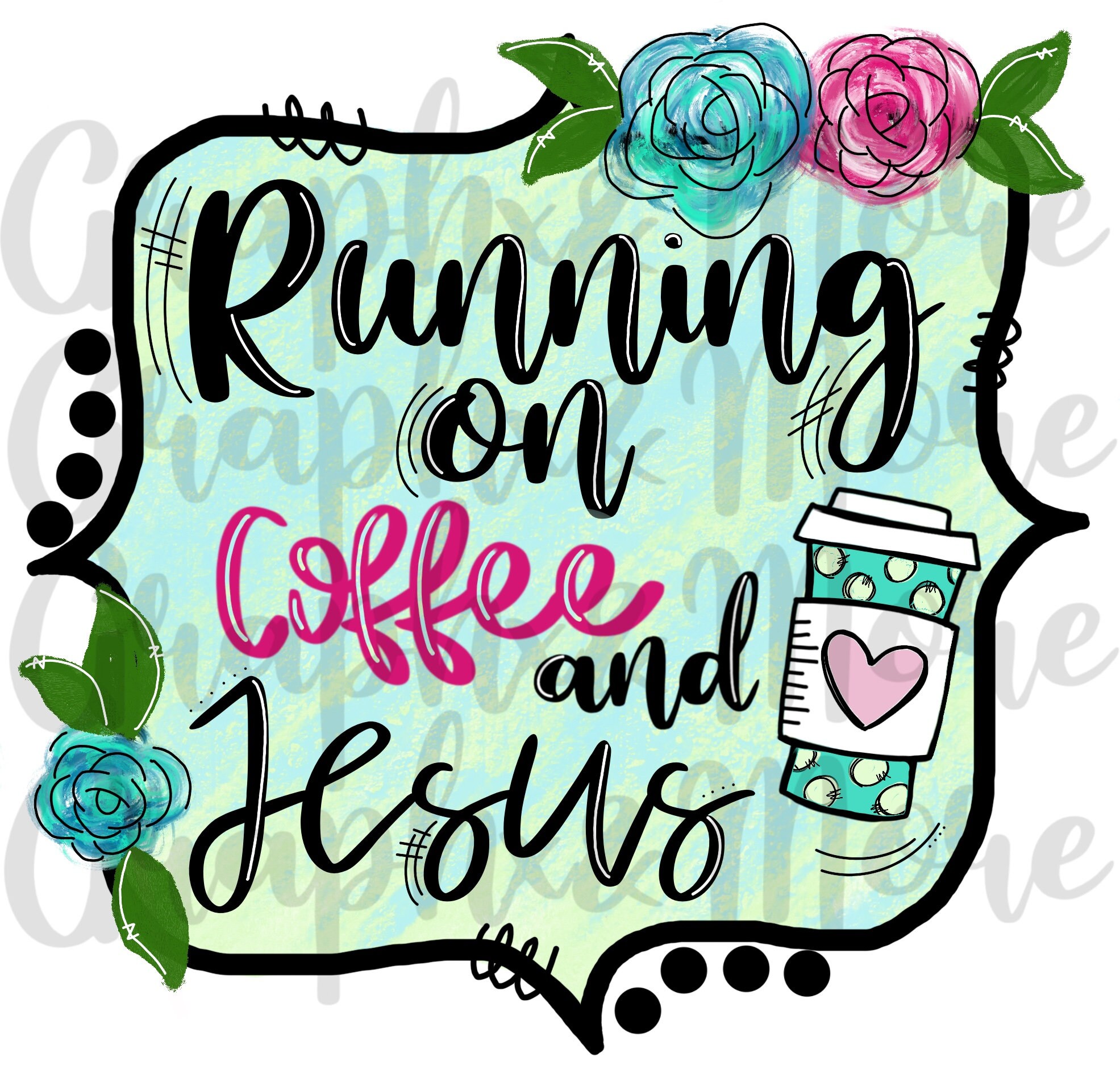 Coffee and Jesus PNG 2 Variations Hand Drawn Sublimation - Etsy