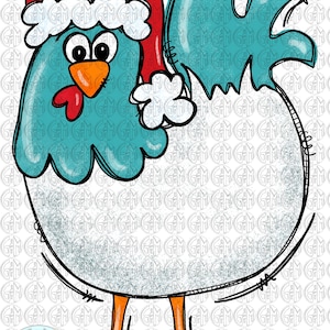 Santa Chicken PNG | Hand Drawn | Sublimation Design