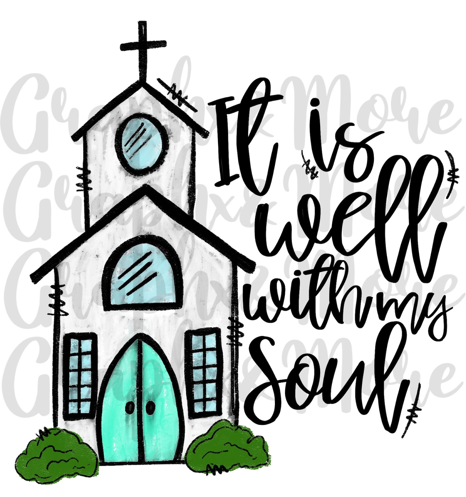 It is Well Church PNG Hand Drawn Sublimation Design Clip - Etsy