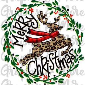 Merry Christmas Leopard Reindeer PNG |
