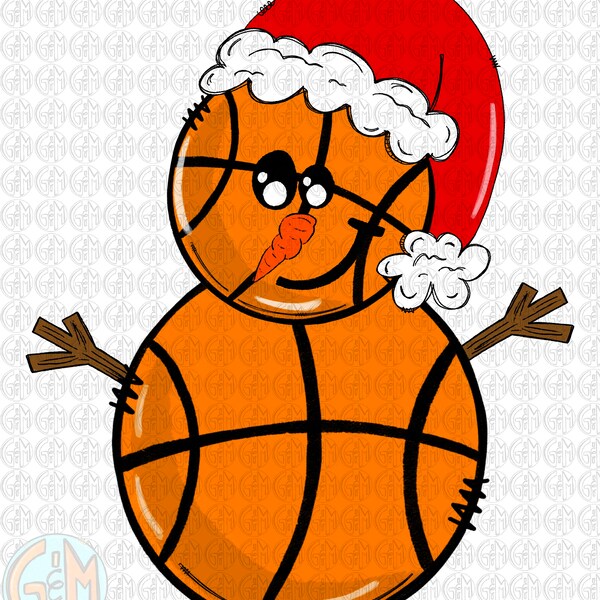 Basketball Snowman PNG | Sublimation Design | Hand Drawn