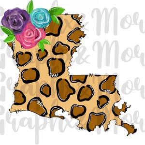Leopard Louisiana PNG | Sublimation Design | Hand Drawn | Clip Art | LA