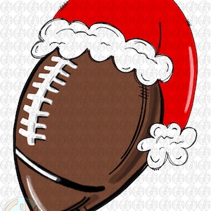 Football Santa Hat PNG | Sublimation Design | Hand Drawn