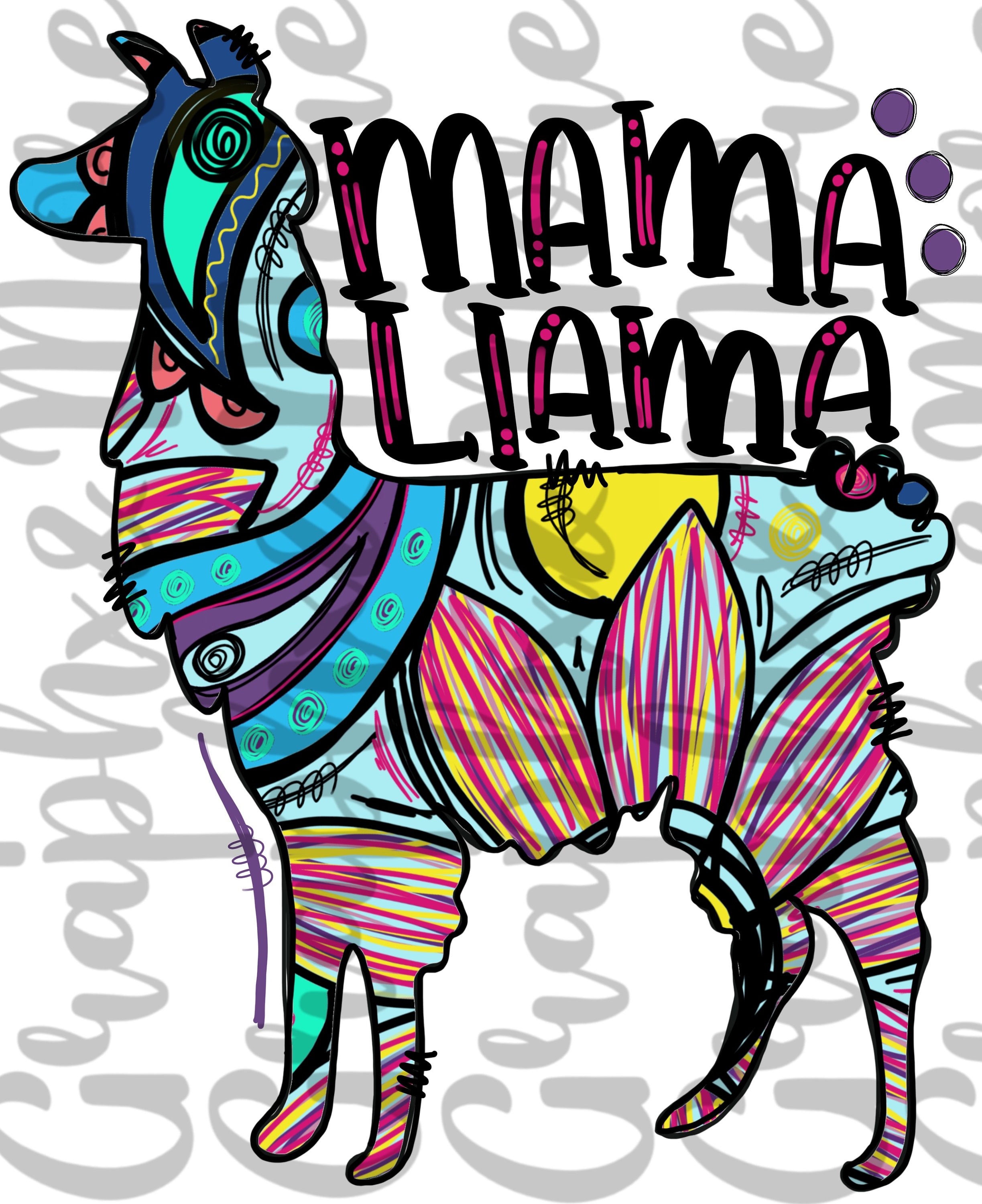 Mama Llama PNG Hand Drawn Sublimation Design - Etsy