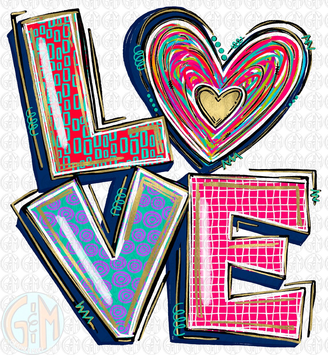 LOVE PNG | Hand Drawn | Sublimation Design - Etsy