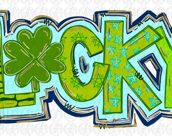 Lucky PNG | Hand Drawn | Sublimation Design