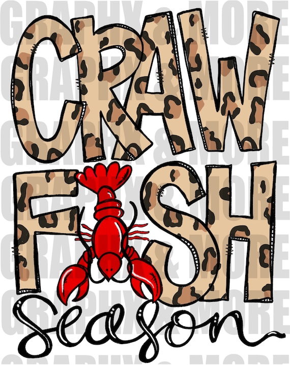 Leopard Crawfish Season PNG | Hand Drawn | Sublimation Design
