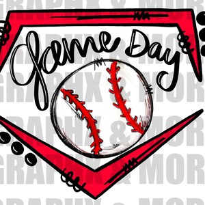 Game Day Baseball PNG | Sublimation Design | Hand Drawn