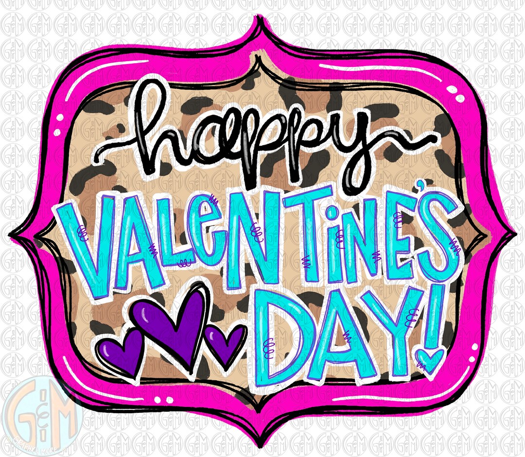 Leopard Happy Valentine’s Day PNG | Hand Drawn | Sublimation Design - Etsy