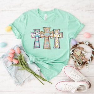 Soft Colors Cross Trio PNG Hand Drawn Sublimation Design image 3