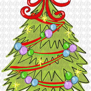 Christmas Tree PNG | Sublimation Design | Hand Drawn
