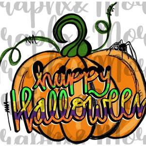 Happy Halloween PNG | Hand Drawn | Sublimation Design