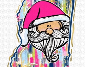 Brushed MS Santa PNG | Sublimation Design | Hand Drawn