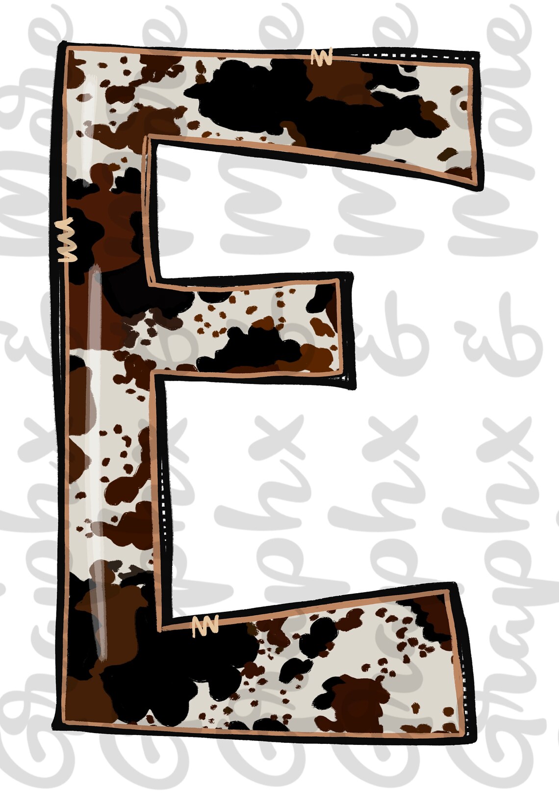 Cowhide Alpha Pack PNG All Letters Included Hand Drawn Etsy