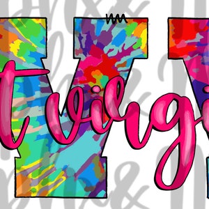 Tie Dye WV PNG | West Virginia | Sublimation Design | Hand Drawn