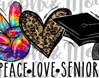 Peace. Love. Seniors PNG | Hand Drawn | Sublimation Design