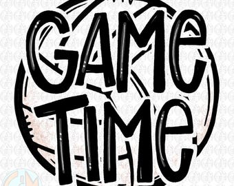 Game Time Volleyball PNG | Hand Drawn | Sublimation Design